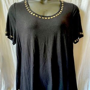 INC studded black tunic tee size 1x